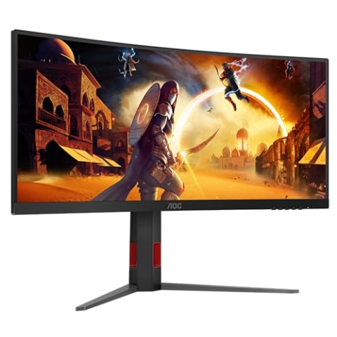 AOC Gaming CU34G4Z - 34 Zoll WQHD Curved Monitor, 240 Hz, FreeSync Prem., HDR400 (3440x1440, 1ms GtG, 2X HDMI 2.1, 1x DisplayPort 1.4, USB Hub) schwarz-rot