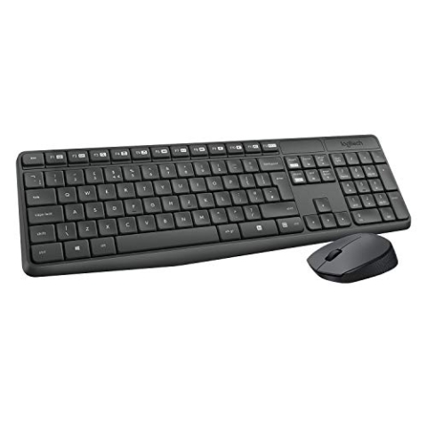 Logitech MK235 Kabelloses Set mit Tastatur und Maus für Windows, Portugiesisches QWERTY-Layout - Grau