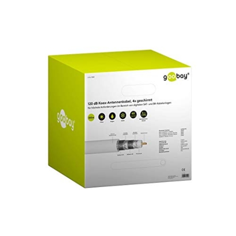 Goobay 74020 SAT Koaxialkabel Satellitenkabel 120 dB / Antennenkabel 305m / 4fach geschirmt / Kabelfernsehen HDTV - DVB-T - DVB-S Fernsehkabel / CCS Koax SAT Kabel / Weiß / 305m