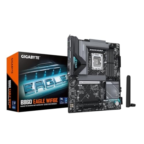 GIGABYTE B860 Eagle WIFI6E Mainboard - Intel Core Ultra CPUs, 12+1+2+1 Phasen VRM, bis zu 9066MHz DDR5, 1xPCIe 5.0 + 2xPCIe 4.0 M.2, 2,5 GbE LAN, WiFi 6E, USB 3.2 Gen 2x2