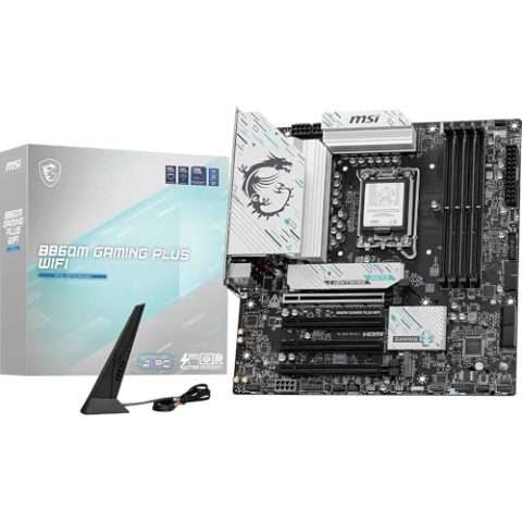 MSI B860M Gaming Plus WiFi Mainboard, mATX - Unterstützt Intel Core Ultra Prozessoren (Series 2), LGA 1851 - DDR5 Memory Boost 8600+ MT/s (OC), PCIe 5.0 x16, M.2 Gen5, Intel Killer 5G LAN, Wi-Fi 7