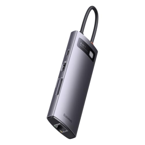 Hub 8w1 Baseus StarJoy Metal Glam Series, USB-C do HDMI + 3 x USB 3.0 + USB-C PD + RJ45 + SD/TF