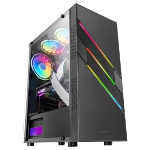 Mars Gaming MC-U3 Schwarz, PC ATX XL Gehäuse, Front Triple ARGB, 12cm Lüfter, Gehärtetes Glasfenster, MCU3