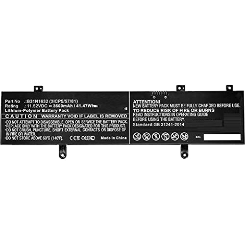 MicroBattery Laptop Battery for Asus 41.47Wh Li-Pol 11.52V 3600mAh, MBXAS-BA0081 (41.47Wh Li-Pol 11.52V 3600mAh Black, Vivobook 14, X405, X405UA, X405UQ, X405UR, X405UR-3B, ZenBook X405, ZenBo)