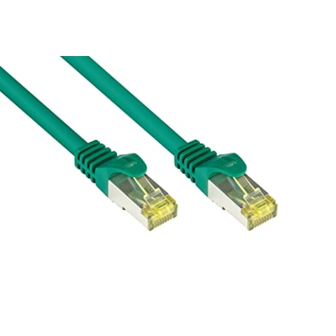 Good Connections RJ45 Ethernet LAN Patchkabel mit Cat. 7 Rohkabel und Rastnasenschutz RNS, S/FTP, PiMF, halogenfrei, 500MHz, OFC, 10-Gigabit-fähig (10/100/1000/10000-Base-T Ethernet Netzwerke) - z.B. für Patchpanel, Switch, Router, Modem - grün,