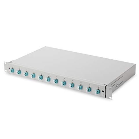 DIGITUS LWL Spleißbox 12 Kupplungen - LC - OM3- 1HE 19-Zoll - Multi-Mode Duplex - Mit Spleiß-Kassette - Rack-Einbau