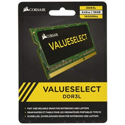 Corsair Value Select SODIMM 16GB (2x8GB) DDR3L 1600MHz C11 Speicher für Laptop/Notebooks - Schwarz