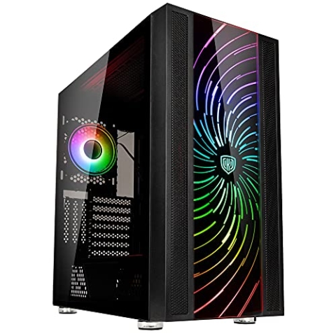 Kolink Unity Adapt PC Gehäuse, Mid Tower Case, Glas Gehäuse PC, Auswechselbare ARGB-Frontplatte, Verschiedene Designs verfügbar, Tempered Glass Case, Frontplatte mit seitlicher Belüftung