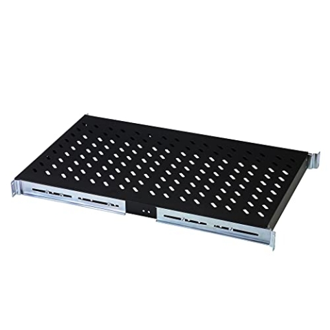 DIGITUS Professional DN-19 TRAY-1-1000-SW - Fachboden mit variabler Tiefe zum Festeinbau in 19" Schränke - Traglast 100 kg - ab 1000 mm Schranktiefe - 1HE - Farbe schwarz
