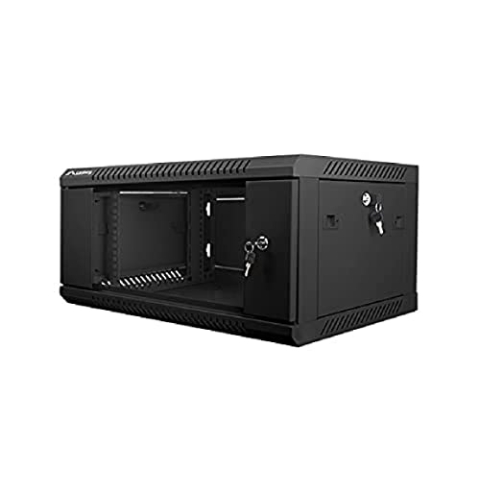 Lanberg 19'' Wall-Mounted Installation Cabinet 4U 600x450mm Black (Glass Door)