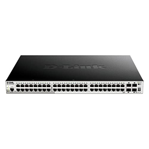 D-Link DGS-1510-52XMP/E, 52-Port Smart Managed PoE+ Gigabit Stack Switch (48 x 10/100/1000 Mbit/s BaseT PoE+ Port, 4 x 10G SFP+ Slot, 370W PoE Kapazität, 19" Metallgehäuse) - Nur EU-Netzkabel