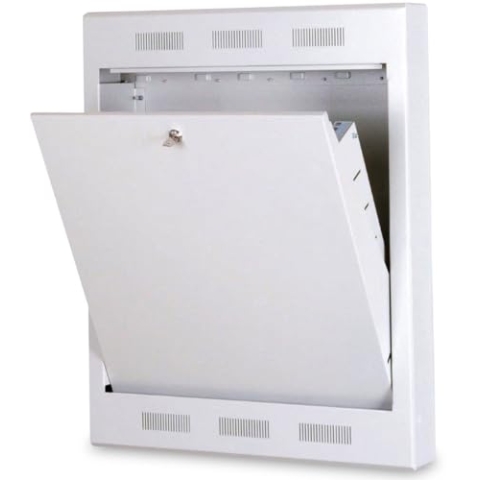 DIGITUS Netzwerkschrank - 19 Zoll Rack Vertikal - 4HE - Traglast 100kg - Nutztiefe 40cm - Aufputz Wandmontage - Grau