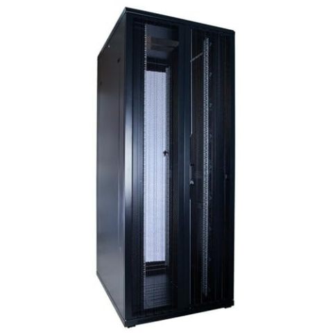 42HE 19 Zoll Serverschrank - mit perforierten Doppelflügeltüren vorne und hinten (BxTxH) 800x1000x2000mm - Schwarz - Traglast 800 kg