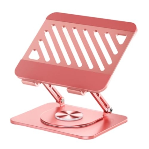 Verstellbarer Laptop-StäNder for Den Schreibtisch Tragbare Laptop- ErhöHung Mit Um 360° Drehbarer Basis Faltbarer Notebook-Computer-Halter(Pink)