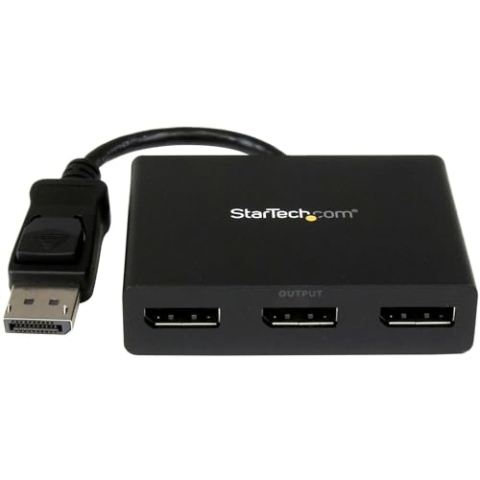 StarTech.com 3-Port Multi-Monitor DisplayPort Adapter, DP auf 3x DisplayPort 1.2 Splitter, Dual 4K 30Hz und 1080p 60Hz Computer MST Hub, nur Windows (MSTDP123DP)