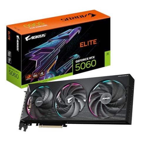 Gigabyte AORUS GeForce RTX 5060 Elite 8G Grafikkarte - 8GB GDDR7, 128bit, PCI-E 5.0, 2722 MHz Kerntakt, 3 x DisplayPort, 1 x HDMI, GV-N5060AORUS E-8GD