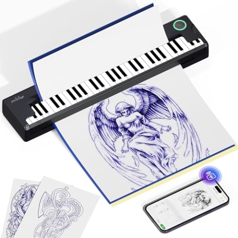 PeriPage Pino Tattoo Drucker, Tattoo Stencil Drucker Kompatibel, Transfer Tattoo Printer für Anfänger/Künstler,Thermodrucker mit IPad & Phone & PC, Tattoo Drucker Bluetooth mit 5pcs Transferpapier
