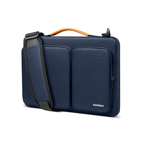 tomtoc 360° Tasche Hülle für Neu 14-Zoll MacBook Pro M4/M3/M2/M1 Pro/Max (2024-2021) A3112 A3401 A3185 A2992 A2918 A2779, 13,5-14,4 Surface Laptop 7/6/5/Studio, Rundumschutz Laptop Schultertasche