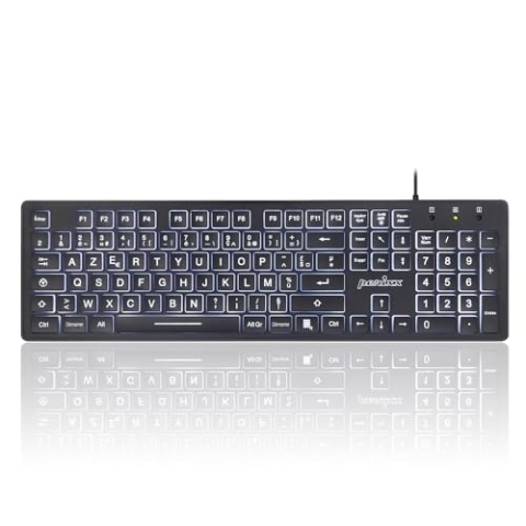 Perixx PERIBOARD-317 Tastatur mit Hintergrundbeleuchtung, USB, kabelgebunden, für Windows – Membrantasten mit LED-Hintergrundbeleuchtung – Französisches AZERTY-Layout