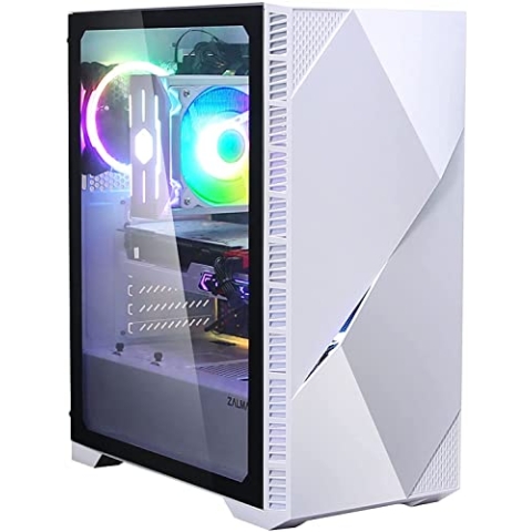 Zalman Z3 Iceberg E-ATX Midi-Tower Gehäuse mit Lüfter, Seitenteil aus Tempered Glass, Gaming Gehäuse mit RGB Controller, Gehäuse PC ATX, Weiß