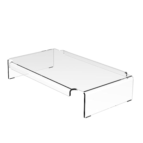 Dataflex Addit Monitorerhöhung 900 - Multifunktionaler Acryl-Monitorständer, Platz für Monitor und Telefon oder Lautsprecher, Belastbarkeit 30kg, Tastaturablage, Für einen organisierten Arbeitsplatz