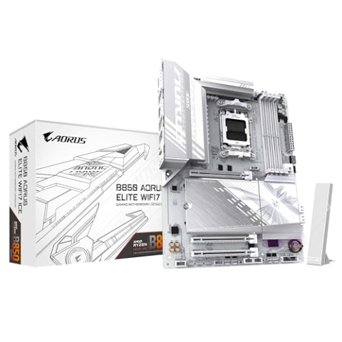 GIGABYTE B850 AORUS Elite WIFI7 Ice Motherboard - AMD Ryzen 9000 Serie CPUs, 14+2+1 Phasen digitales VRM, bis zu 8200MHz DDR5 (OC), 1xPCIe 5.0 + 2xPCIe 4.0 M.2, 2,5 LAN, WiFi 7, USB 3.2 Gen 2x2