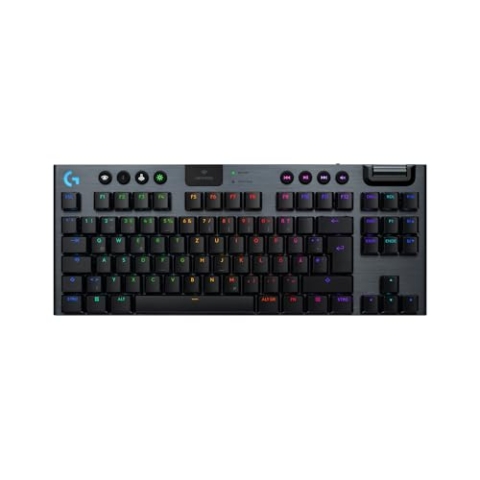 Logitech G G915 X LIGHTSPEED TKL flache kabellose Gaming-Tastatur mit Double-Shot-PBT-Tastenkappen, glatter Aluminium-Oberfläche, blauen GL-Clicky-Switches für PC/Mac, Deutsches QWERTZ-Layout -Schwarz