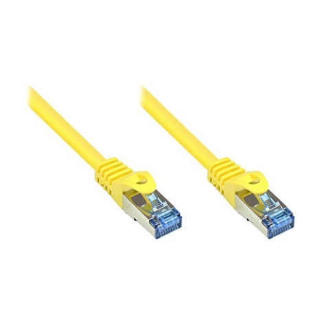 Kabelmeister® Cat.6A Ethernet LAN Patchkabel mit Rastnasenschutz - S/FTP, PiMF, PVC, 500MHz, halogenfrei- 10-Gigabit-fähig - gelb, 40m