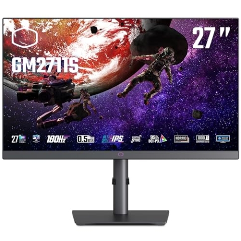 Cooler Master GM2711S 27" Monitor – WQHD (2560 x 1440), 180Hz, MPRT 0,5ms, Ultra-IPS, Farben 95% DCI-P3, DisplayHDR 400, Art-Beschichtung, Low Blue Light, Lautsprecher, DP 1.4, HDMI 2.0