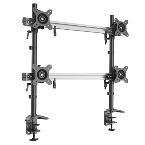HFTEK 4-Fach-Monitorarm - Halterung Halter Tischhalterung für 4 Bildschirme von 15 bis 27 Zoll mit Tisch-Klemme - VESA 75/100 (MP240C-N)