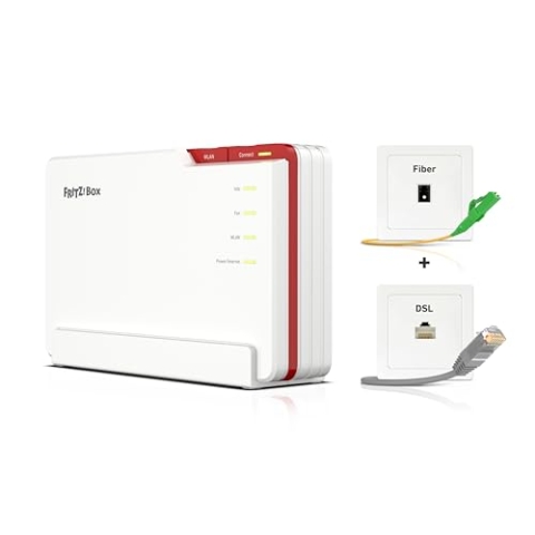FRITZ!Box 5690 Pro (Wi-Fi 7 Premium DSL- und Glasfaser-Router mit Triband (2,4 GHz, 5 GHz, 6 GHz) bis zu 18,5 GBit/s, für Glasfaser & DSL-Anschlüsse, WLAN Mesh, DECT-Basis, deutschsprachige Version)