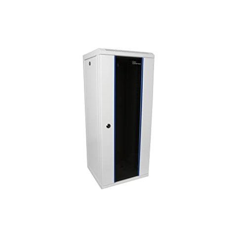 10" Wandgehäuse - 15HE - Netzwerkschrank 10 Zoll - reinweiß (RAL9010) - 312x300x750mm - fertig montiert - abschließbare Sicherheitsglastür und Seitenteile - Profilschienen tiefenvariabel