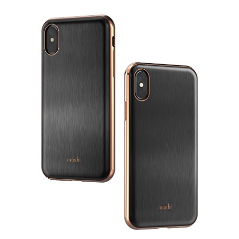 Moshi Title iGlaze Premium Hülle für iPhone X - 30 Jahre Garantie - Stoßfest, Kratzfest,Qi kompatibel Armour Schwarz
