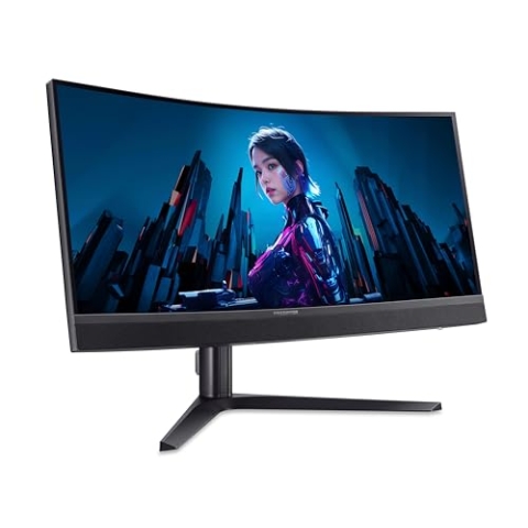 Acer Predator X34V3 Gaming Monitor 34 Inch (86 cm Screen) UWQHD, VA, 180Hz DP/Type-C, 100Hz HDMI, 1ms(GTG), DP 1.4, 2xHDMI 2.0, Type-C 90W, USB HUB, Curved, Height-Adjustable, FreeSync Premium