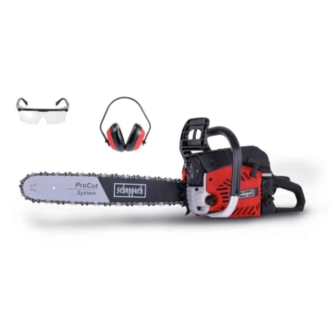 Scheppach Benzin Kettensäge CSP530S Motorsäge | 20" ProCut Qualitäts-Schwert und -Kette | 47cmØ Schnittstärke | 2-Takt-Motor mit 2,7PS Leistung | inkl. Gehörschutz, Schutzbrille - & Hülle, Werkzeug