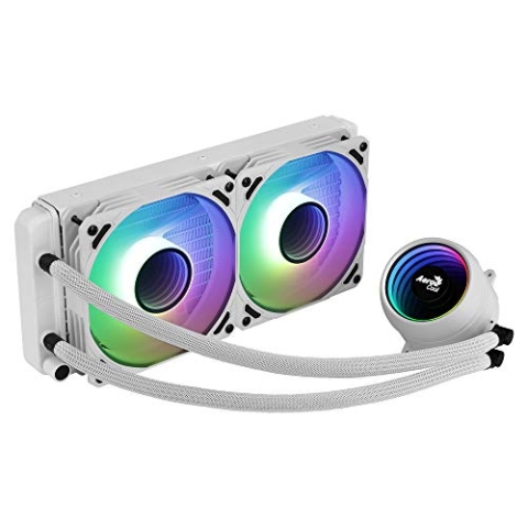 AeroCool MIRAGEL240W, CPU-Flüssigkeitskühlung, 2x12cm ARGB-Lüfter, TDP 400W, Weiß