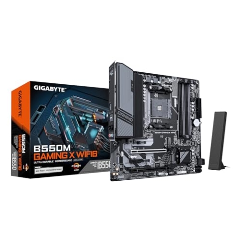 GIGABYTE B550M Gaming X WIFI6 Mainboard – AMD Ryzen 5000 Prozessoren, 5+3 Phasen VRM, bis zu 3200 MHz DDR4, 1x PCIe 4.0 + 1x PCIe 3.0 M.2, Wi-Fi 6, 1 GbE LAN, USB 3.2 Gen 1