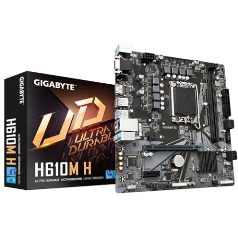 GIGABYTE H610M H Motherboard - Unterstützt Intel Core 14. Generation CPUs, 6+1+1 Hybrid Digital VRM, bis zu 5600MHz DDR4 (OC), 1xPCIe 3.0 M.2, GbE LAN, USB 3.2 Gen 1