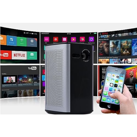Projektor 4K-Display, Wi-Fi/Bluetooth, Android, Autofokus, Mini, tragbar, Büro und Heimkino, Sound-Lautsprecher, Full HD, Spiele, Filme, Netflix/YouTube/Disney, Betriebsakku für 3h, HDWR XLIGHT 7