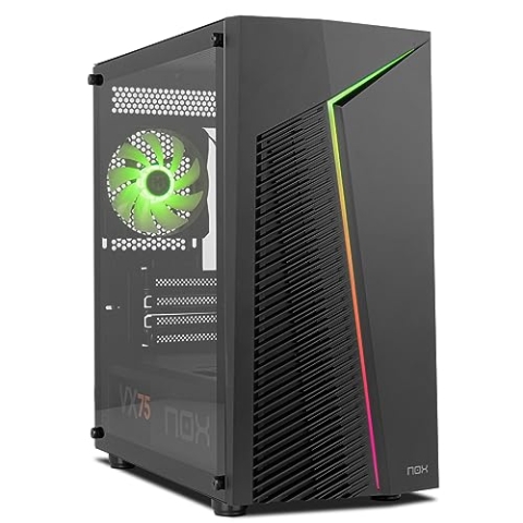 NOX XTREME PRODUCTS Infinity Zeta - M-ATX/ITX ARGB Rainbow Dynamic Mini Tower, gehärtetes Glas-Seitenteil, Platz für 6 Lüfter, kompatibel mit bis zu 310mm Grafikkarten, USB 3.0, Schwarz