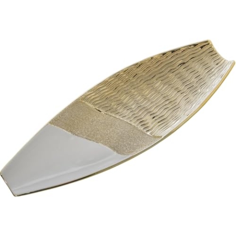 Alexandra House Living Tischdekoration, Weiß, Gold, Keramik, 7 x 42 x 14 cm
