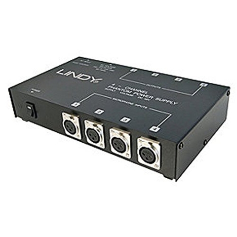 LINDY 6124 Stromversorgung für Mikrofone, 48 V, 4 Anschlüsse