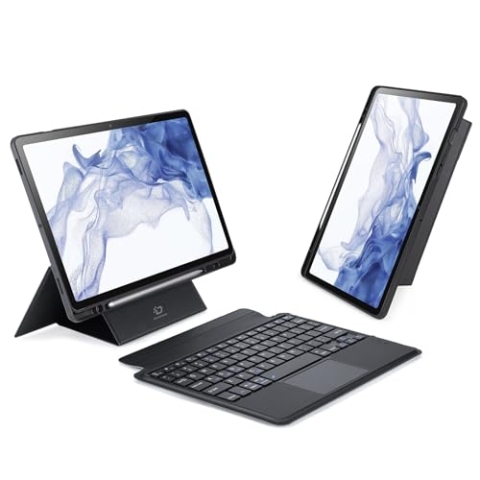 DUX DUCIS DK Series Abnehmbare Touchpad Bluetooth-Tablet-Tastatur mit Lederabdeckung für Samsung Tab S8 X700/X706/S7- T870/T875/T876B, Schwarz