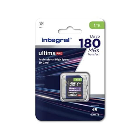 Integral SD Karte 1TB 4K Video Lesegeschwindigkeit 180MB/s und Schreibgeschwindigkeit 150MB/s SDXC V30 U3 180-V30 Unsere schnellste High Speed SD-Speicherkarte. SD Card. Speicherkarte SD.