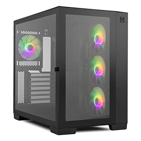 NOX XTREME PRODUCTS NXHUMMERASTRABK Hummer Astra-Micro Mid-Tower, ATX, Front und Seite aus gehärtetem Glas, EASYLINK LED ARGB, 10 Lüfter, große Grafik, USB 3.0, schwarz