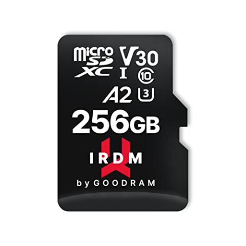 goodram Schnelle Speicherkarte IRDM - SD Karte 256GB M2AA Micro SDXCUHS I U3 A2 V30 + Adapter 170/120 MB/s - Hohe Leistung - Schnell und Zuverlässig - Speicherkarte Micro SD