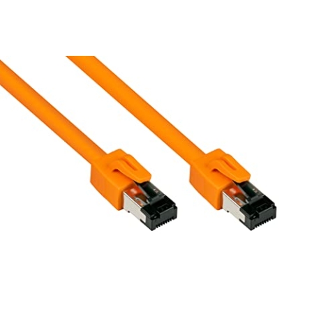 Good Connections PREMIUM Cat. 8.1 Patchkabel - 10 m - RNS Rastnasenschutz -S/FTP- 40GB/2000MHz - KUPFER-Leiter CU - Halogenfrei LSZH - Netzwerk-LAN-Kabel kompatibel zu CAT. 7 / 6A / 6 / 5e - ORANGE