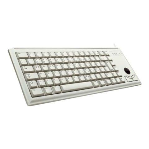 CHERRY G84-4400, Kompakte Tastatur mit Trackball, US-Layout (QWERTY), Kabelgebunden (PS/2-Anschluss), 2 Maustasten, Mechanische CHERRY ML Switches, Grau