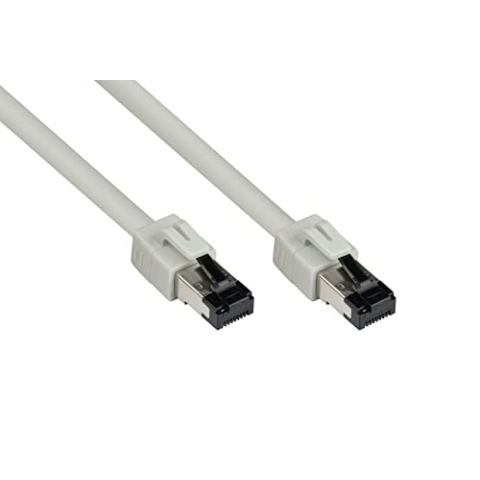 Good Connections PREMIUM Cat. 8.1 Patchkabel - 10 m - RNS Rastnasenschutz -S/FTP- 40GB/2000MHz - KUPFER-Leiter CU - Halogenfrei LSZH - Netzwerk-LAN-Kabel kompatibel zu CAT. 7 / 6A / 6 / 5e - GRAU