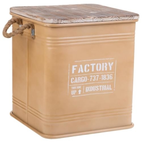 Alexandra House Living Hocker Braun Metall Seil Tannenholz 36 x 36 x 39 cm